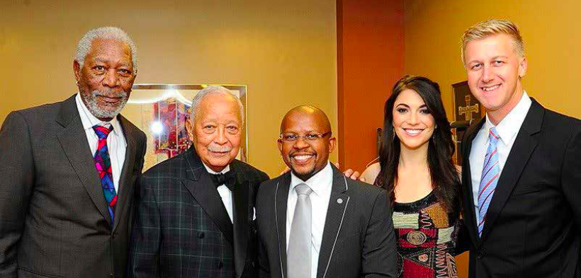 Morgan Freeman, Former Mayor David Dinkins, CEO Sello Hatang of the Nelson Mandala Foundation, Founder Pamela Mirels of CultureHorde, and Gareth Cliff